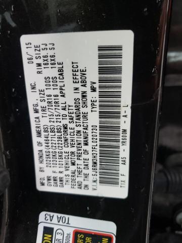 Photo 10 from auction – 2015 HONDA CR-V LX with VIN 5J6RM3H37FL020730