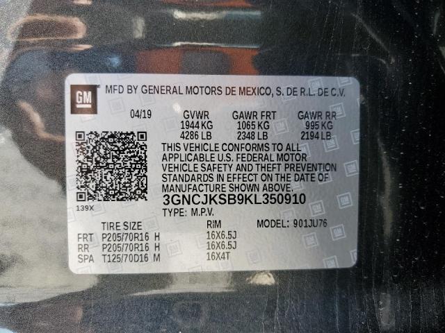 Photo 10 from auction – 2019 CHEVROLET TRAX LS with VIN 3GNCJKSB9KL350910