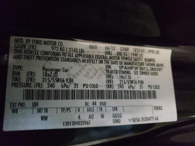 Photo 10 from auction – 2012 FORD FOCUS SE with VIN 1FAHP3F20CL385397