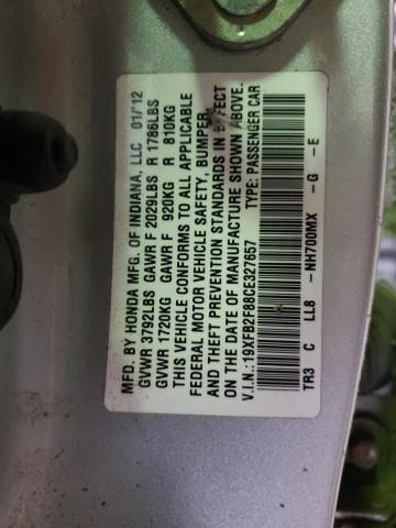 Photo 10 from auction – 2012 HONDA CIVIC EX with VIN 19XFB2F88CE327657