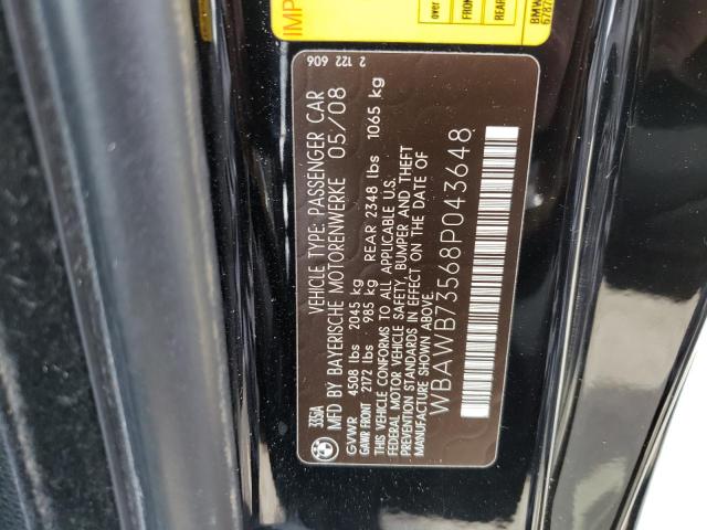 Photo 10 from auction – 2008 BMW 335 I with VIN WBAWB73568P043648