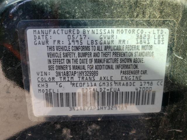 Photo 10 from auction – 2017 NISSAN SENTRA S with VIN 3N1AB7AP1HY329989