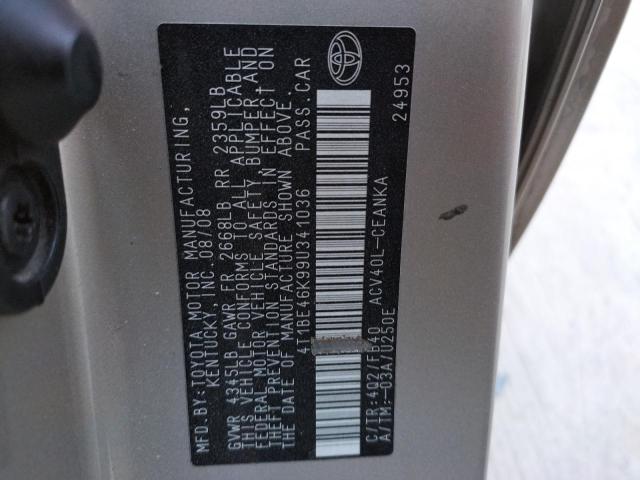Photo 10 from auction – 2009 TOYOTA CAMRY BASE with VIN 4T1BE46K99U341036