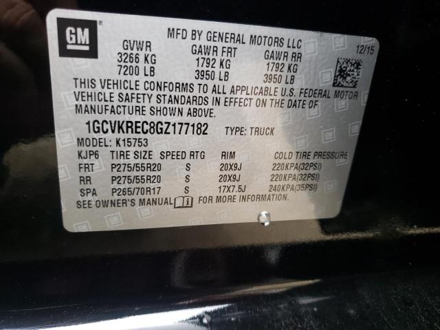 Photo 10 from auction – 2016 CHEVROLET SILVERADO with VIN 1GCVKREC8GZ177182