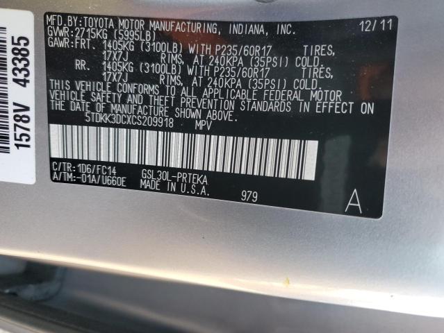 Photo 10 from auction – 2012 TOYOTA SIENNA LE with VIN 5TDKK3DCXCS209918