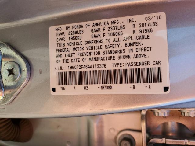 Photo 10 from auction – 2010 HONDA ACCORD LXP with VIN 1HGCP2F46AA112376