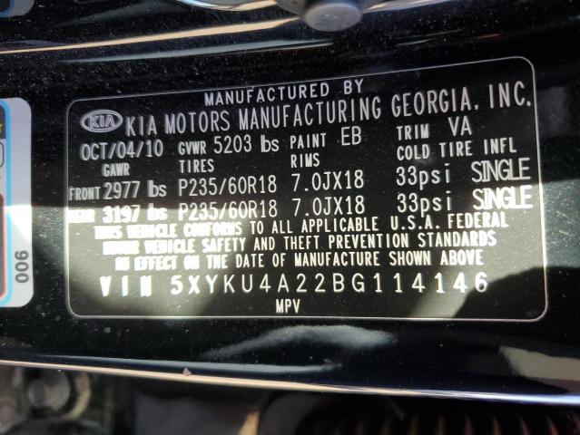 Photo 10 from auction – 2011 KIA SORENTO EX with VIN 5XYKU4A22BG114146