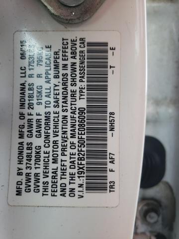 Photo 10 from auction – 2015 HONDA CIVIC LX with VIN 19XFB2F50FE086090