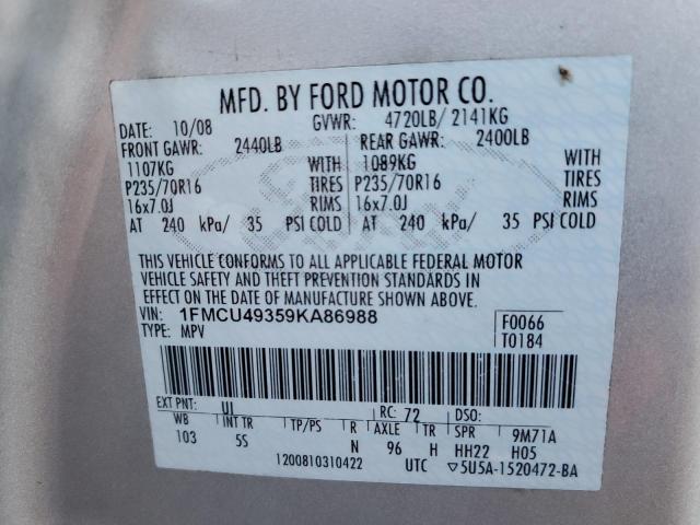 Photo 10 from auction – 2009 FORD ESCAPE HYB with VIN 1FMCU49359KA86988