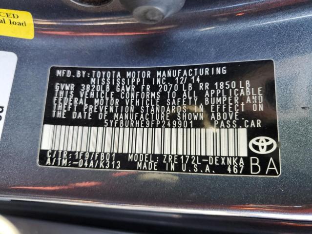 Photo 10 from auction – 2015 TOYOTA COROLLA L with VIN 5YFBURHE9FP249901