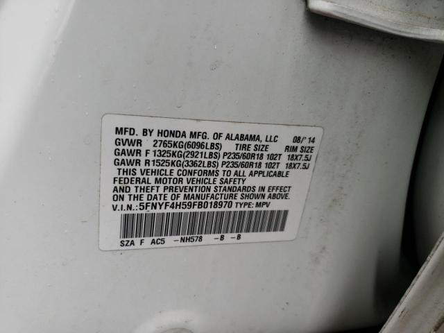 Photo 10 from auction – 2015 HONDA PILOT EXL with VIN 5FNYF4H59FB018970