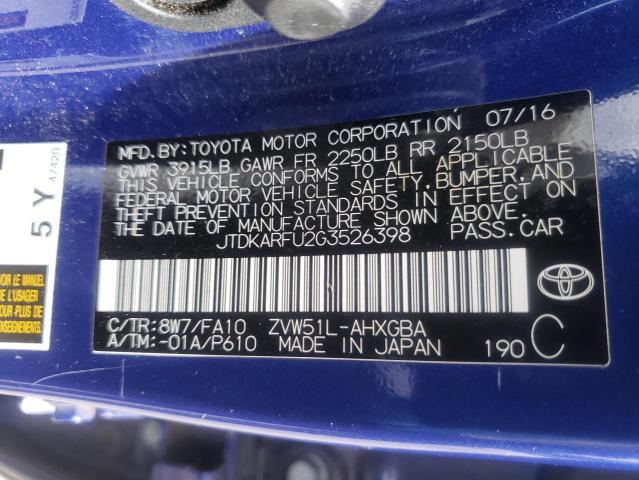 Photo 10 from auction – 2016 TOYOTA PRIUS with VIN JTDKARFU2G3526398