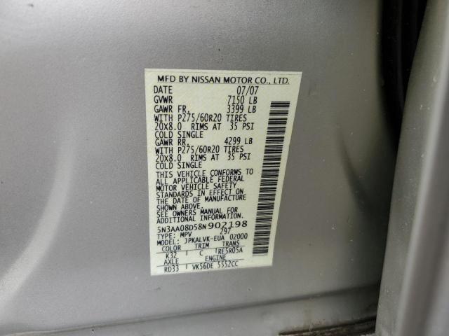 Photo 10 from auction – 2008 INFINITI QX56 with VIN 5N3AA08D58N902198