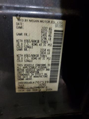 Photo 10 from auction – 2020 NISSAN FRONTIER S with VIN 1N6ED0EA8LN707539