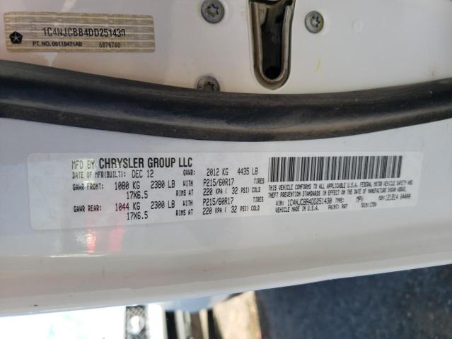 Photo 10 from auction – 2013 JEEP COMPASS SP with VIN 1C4NJCBB4DD251430