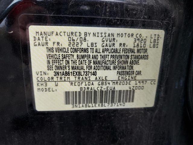 Photo 10 from auction – 2008 NISSAN SENTRA 2.0 with VIN 3N1AB61EX8L737140
