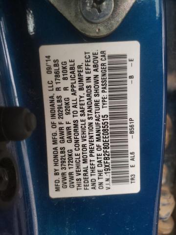 Foto 10 de la subasta – 2014 HONDA CIVIC EX con VIN 19XFB2F80EE085515