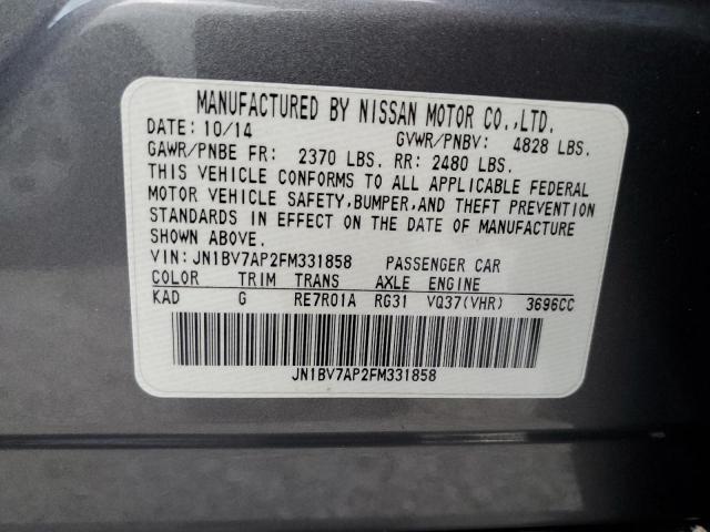 Photo 10 from auction – 2015 INFINITI Q50 BASE with VIN JN1BV7AP2FM331858
