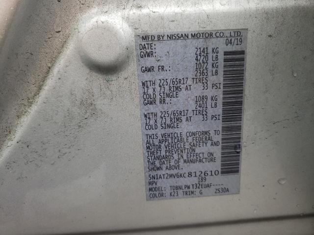 Photo 10 from auction – 2019 NISSAN ROGUE S with VIN 5N1AT2MV6KC812610