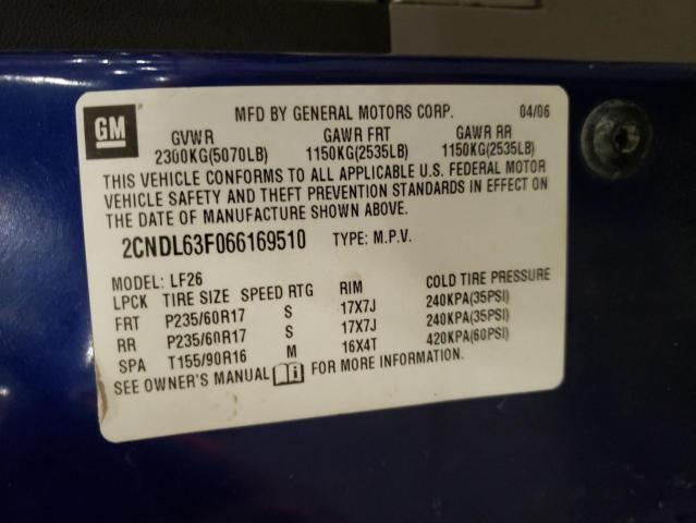Photo 10 from auction – 2006 CHEVROLET EQUINOX LT with VIN 2CNDL63F066169510