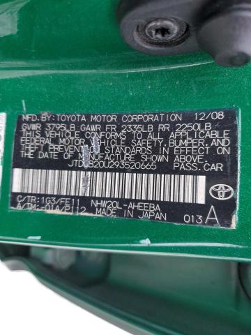 Photo 10 from auction – 2009 TOYOTA PRIUS with VIN JTDKB20U293520665