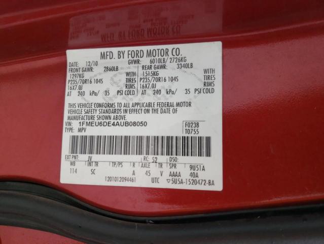 Photo 10 from auction – 2010 FORD EXPLORER X with VIN 1FMEU6DE4AUB08050