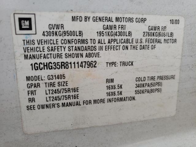 Photo 10 from auction – 2001 CHEVROLET EXPRESS G3 with VIN 1GCHG35R811147962