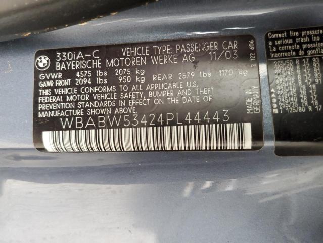 Photo 10 from auction – 2004 BMW 330 CI with VIN WBABW53424PL44443