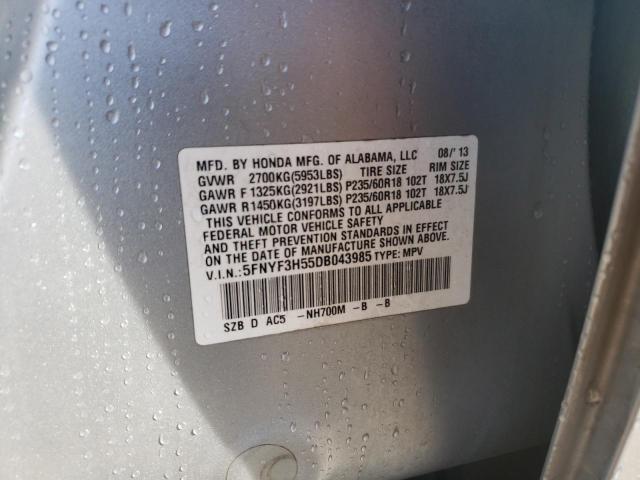 Photo 10 from auction – 2013 HONDA PILOT EXL with VIN 5FNYF3H55DB043985