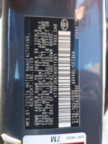 Photo 10 from auction – 2010 TOYOTA CAMRY BASE with VIN 4T1BF3EK7AU011361