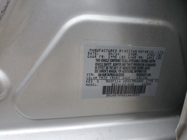 Photo 10 from auction – 2014 NISSAN SENTRA S with VIN 3N1AB7AP6EL663203