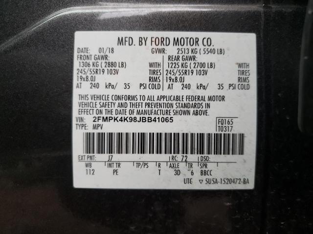 Photo 10 from auction – 2018 FORD EDGE TITAN with VIN 2FMPK4K98JBB41065