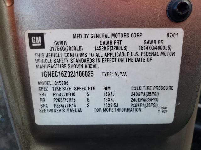 Photo 10 from auction – 2002 CHEVROLET SUBURBAN C with VIN 1GNEC16Z02J106025