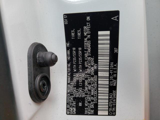 Photo 10 from auction – 2017 TOYOTA SIENNA XLE with VIN 5TDYZ3DC7HS845600