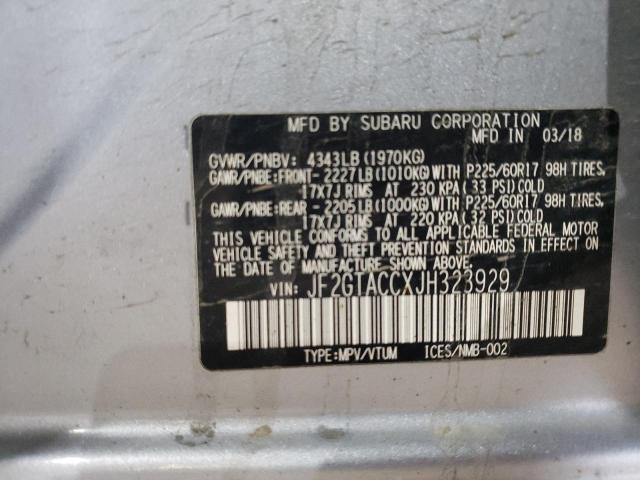 Photo 10 from auction – 2018 SUBARU CROSSTREK with VIN JF2GTACCXJH323929