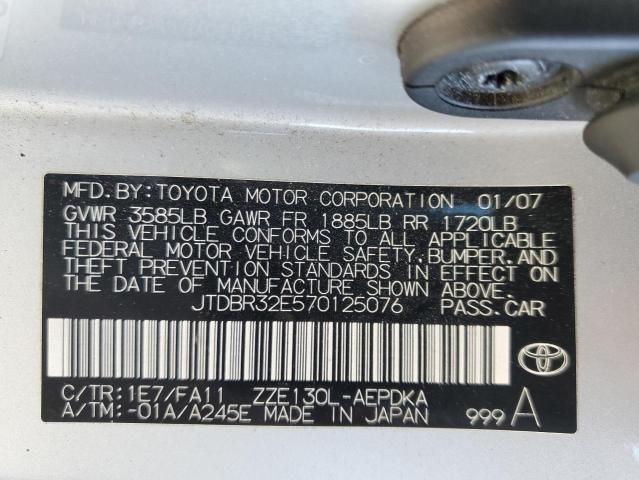 Photo 10 from auction – 2007 TOYOTA COROLLA CE with VIN JTDBR32E570125076