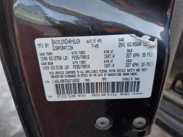 Photo 10 from auction – 2005 JEEP LIBERTY SP with VIN 1J4GL48K55W716832