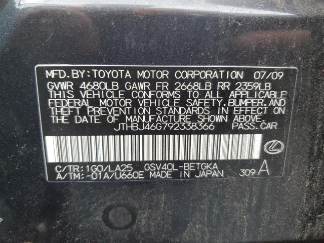 Photo 10 from auction – 2009 LEXUS ES 350 with VIN JTHBJ46G792338366