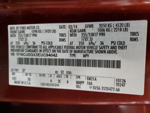 Photo 10 from auction – 2014 FORD ESCAPE SE with VIN 1FMCU0GX3EUC94042