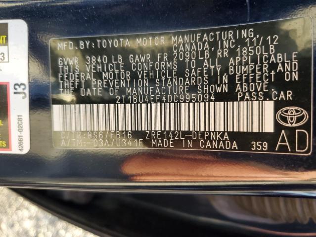 Photo 10 from auction – 2013 TOYOTA COROLLA BA with VIN 2T1BU4EE4DC995094