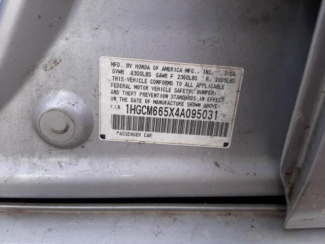 Photo 10 from auction – 2004 HONDA ACCORD EX with VIN 1HGCM665X4A095031
