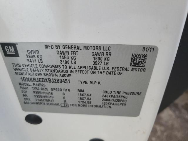 Photo 10 from auction – 2011 CHEVROLET TRAVERSE L with VIN 1GNKRJEDXBJ280451