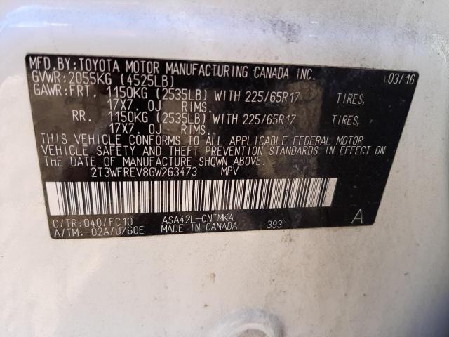 Photo 10 from auction – 2016 TOYOTA RAV4 XLE with VIN 2T3WFREV8GW263473