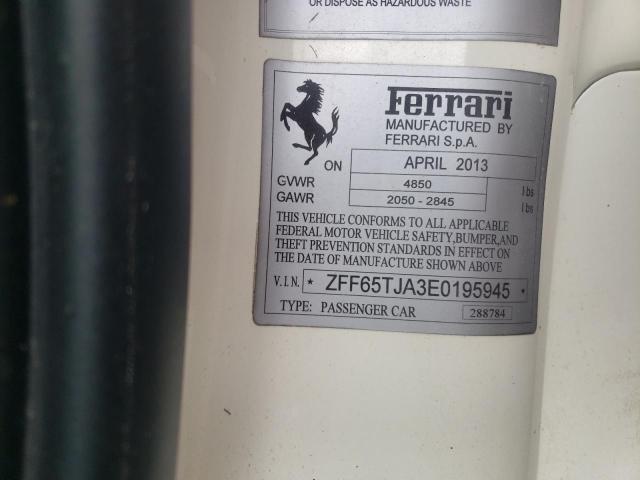 Photo 10 from auction – 2014 FERRARI CALIFORNIA with VIN ZFF65TJA3E0195945