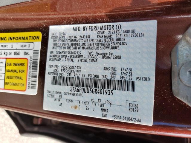 Photo 10 from auction – 2016 FORD FUSION S H with VIN 3FA6P0UU5GR401935