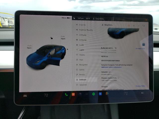 Foto 8 de la subasta – 2021 TESLA MODEL Y con VIN 5YJYGAEE3MF178923