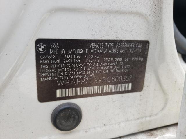 Photo 10 from auction – 2011 BMW 535 I with VIN WBAFR7C59BC800357