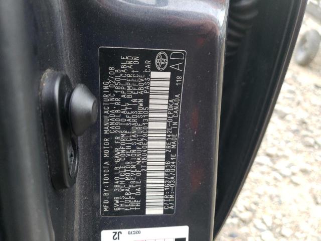 Photo 10 from auction – 2009 TOYOTA COROLLA BA with VIN 2T1BU40E79C013105