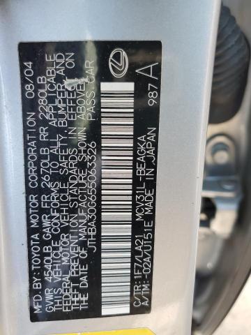 Photo 10 from auction – 2005 LEXUS ES 330 with VIN JTHBA30G655063326