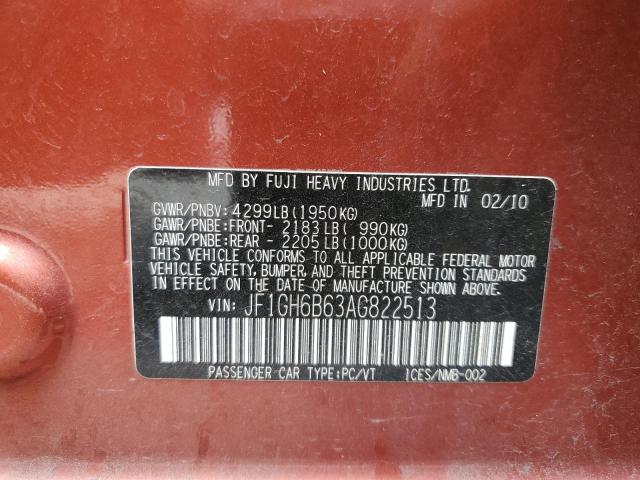 Photo 10 from auction – 2010 SUBARU IMPREZA 2. with VIN JF1GH6B63AG822513
